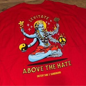 Lurking Class By Sketchy Tank X Samborghini Krishna Red Shirt NWOT XL Peace Sk8t